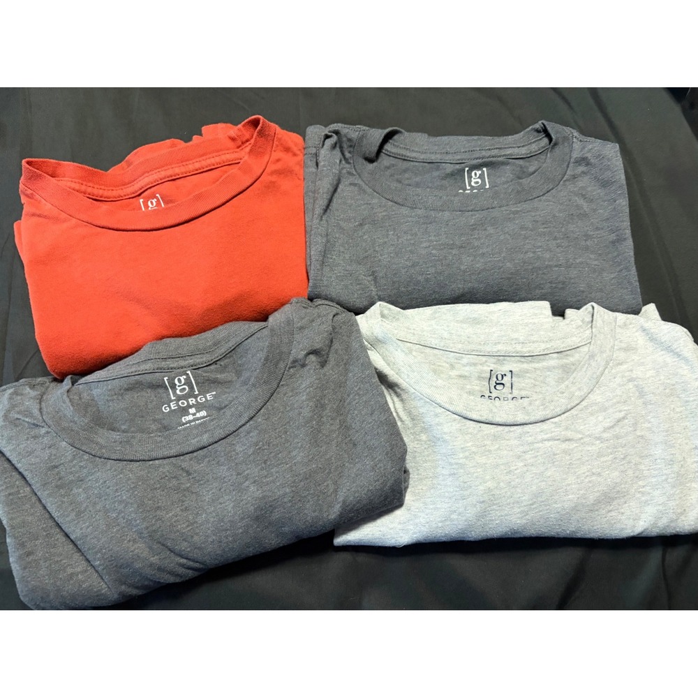 Lot of 4 George Men's Medium Long Sleeve Crew Neck T Shirts Orange Gray Basics